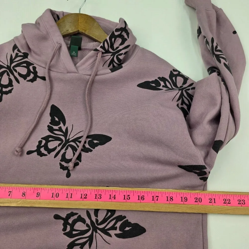 Women's Wild Fable Hoodie Sweatshirt Mauve Butterfly Purple‎ Size XS Pocket - Picture 10 of 13